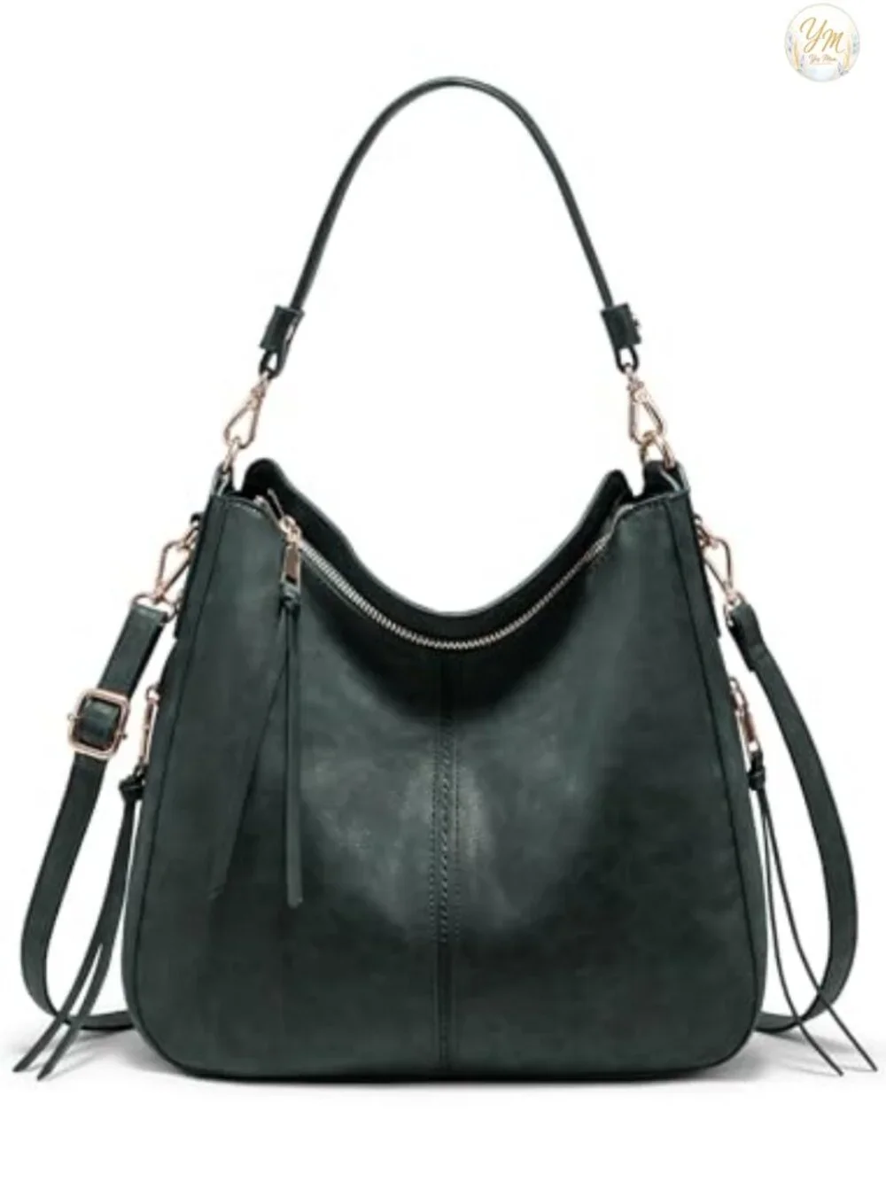 Large Faux Leather Hobo Crossbody Bag Women Shoulder Purse Handbag Multi-Pocket